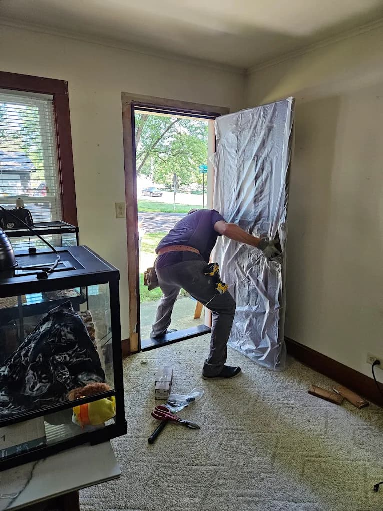 Euro-Tech installer performing entry door installation in the Midwest