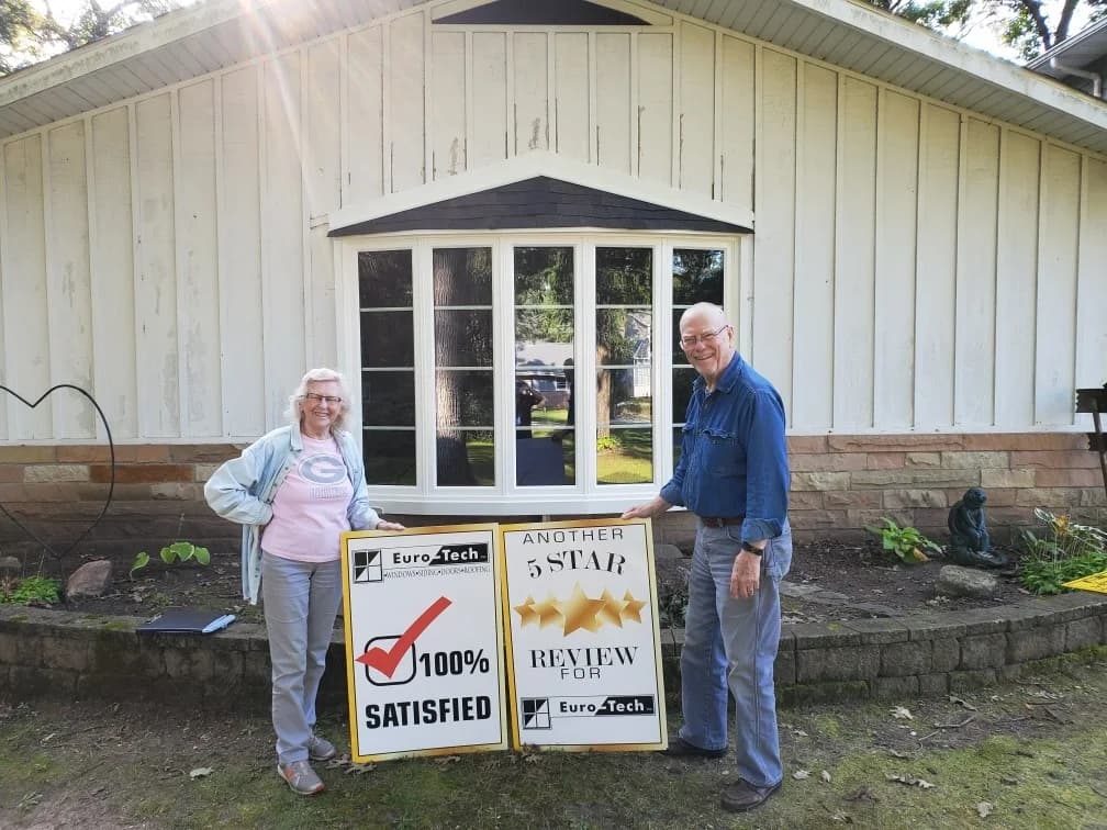Bay and bow window replacement installed for happy customers in Janesville, near Rockford, IL