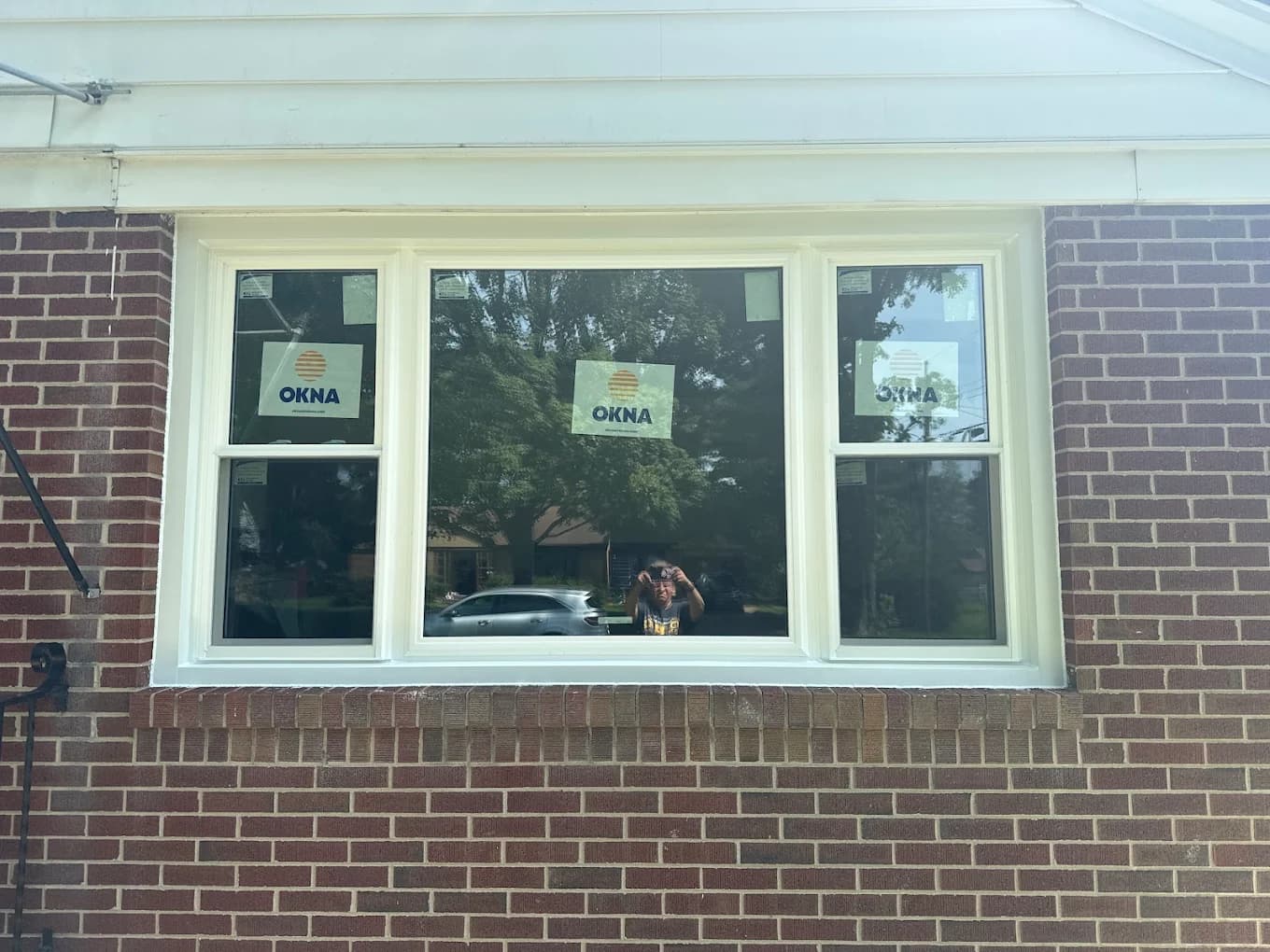 Vinyl replacement windows installed in a Rockford, IL brick home